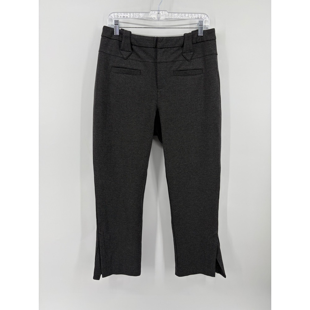 Cabi Charcoal Gray Cropped Straight Leg Dress Pants Womens Size 10 Slit Hem